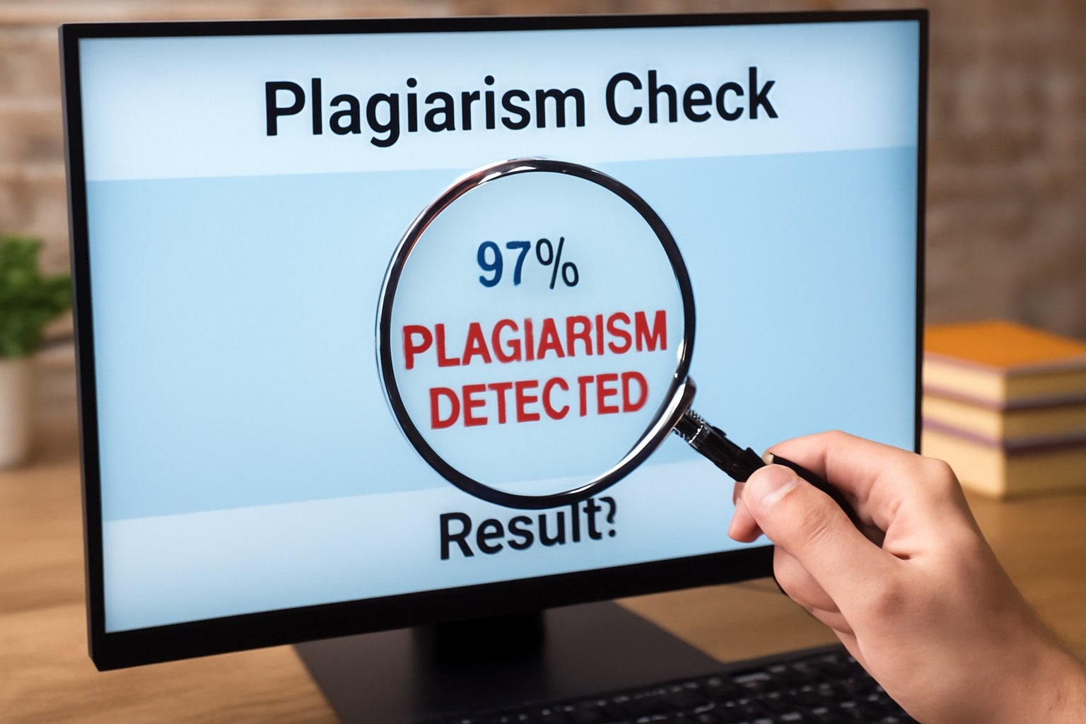Plagiarism Detected on Computer Screen During Content Check