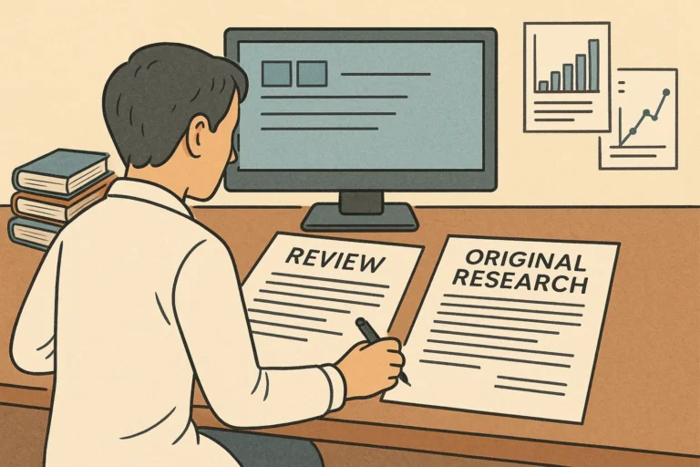 Writing Review vs Original Research Illustration