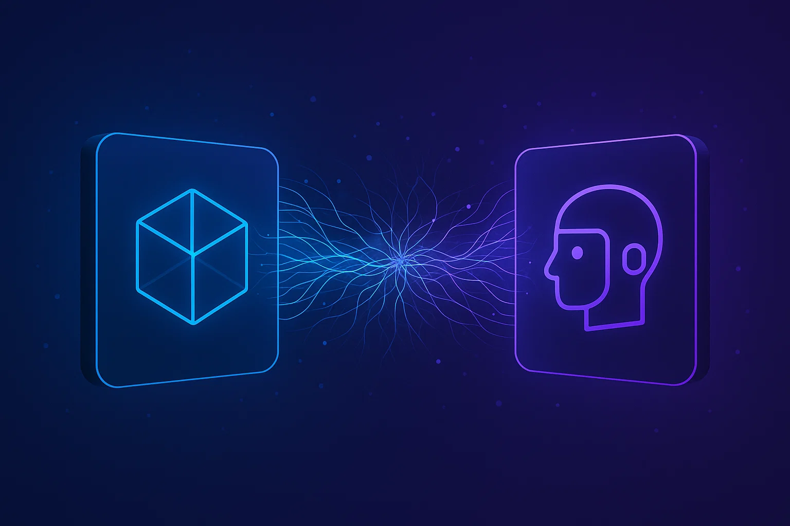 AI model connection illustration showing data links
