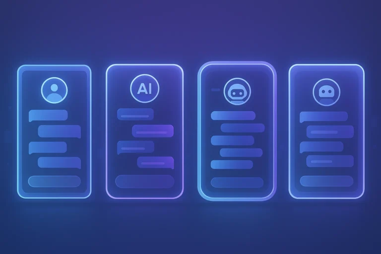 Multiple AI chat interface illustrations side by side