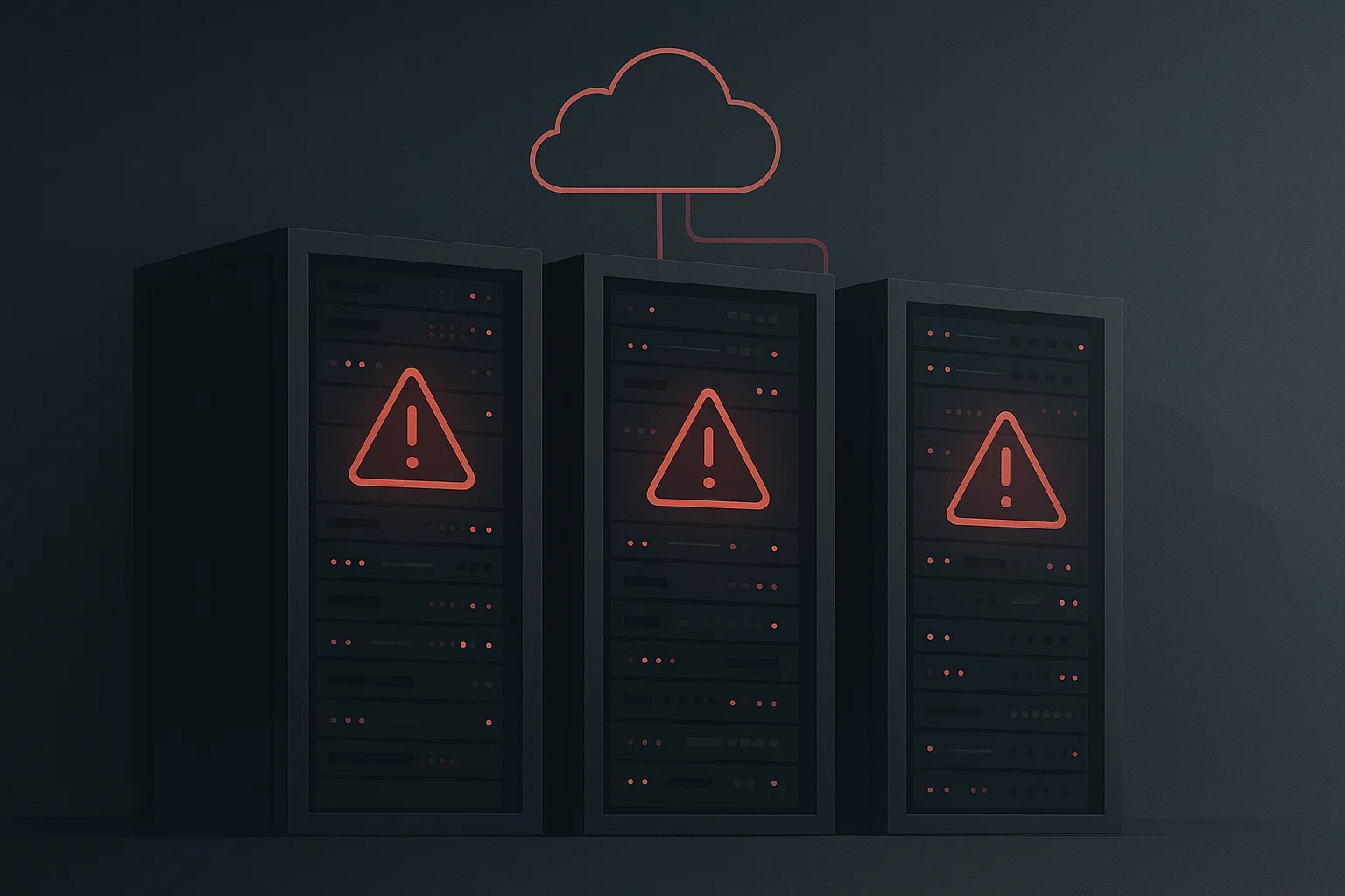 Server outage illustration with warning lights