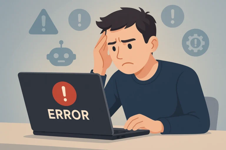 User facing AI error screen on laptop