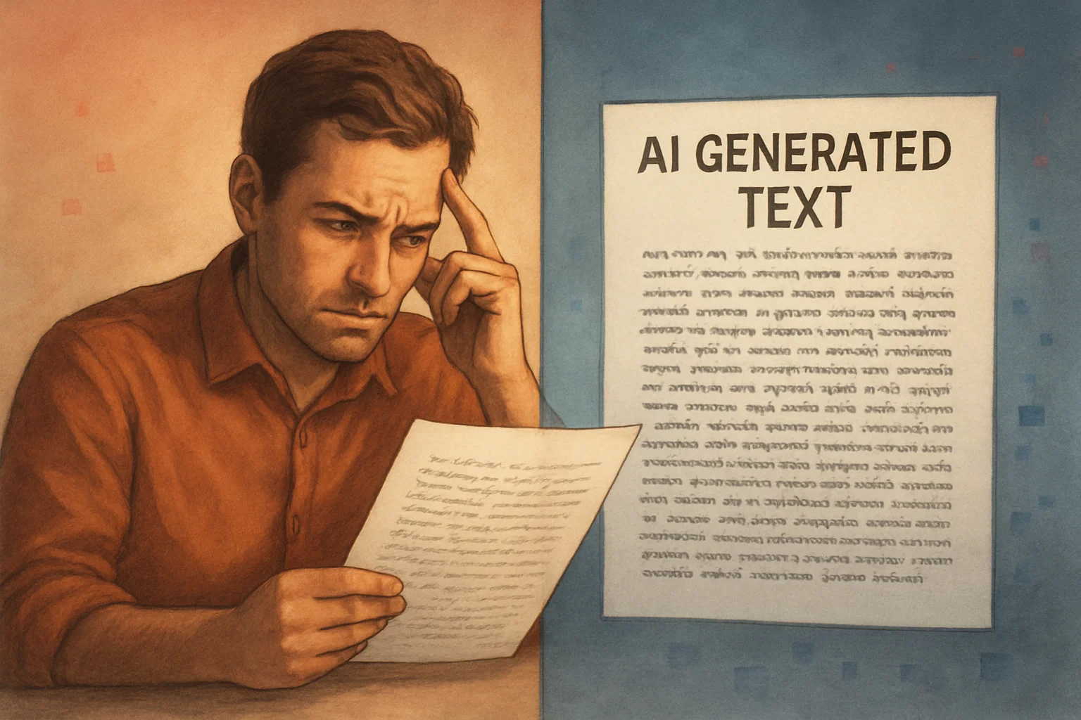 Human writer reviewing AI-generated text for bias