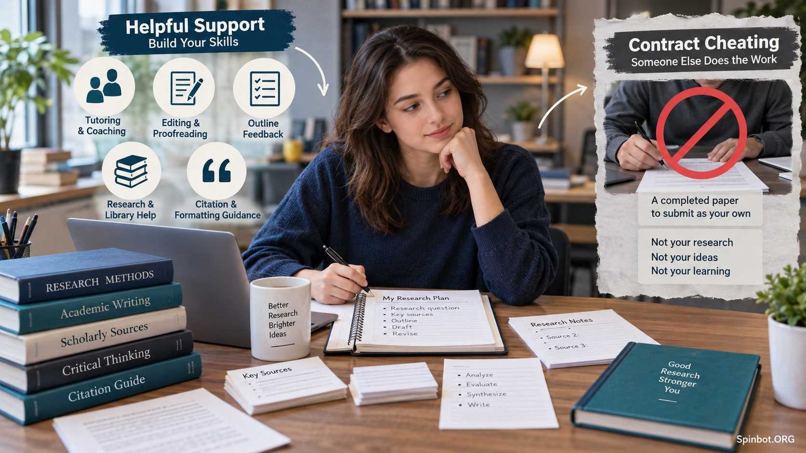 Student comparing ethical paid research paper support options