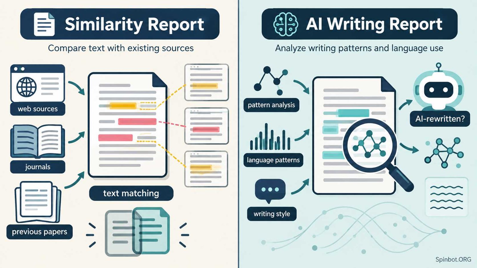 Comparison of AI detection and similarity checking