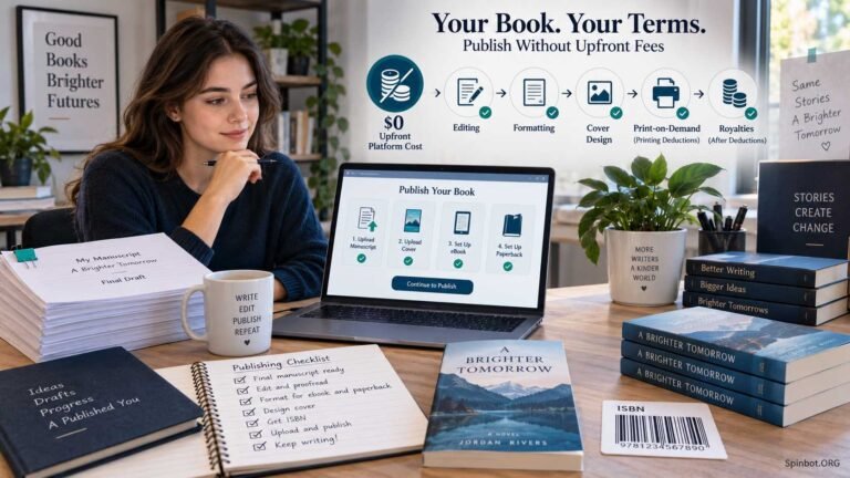 Student comparing free book publishing options online