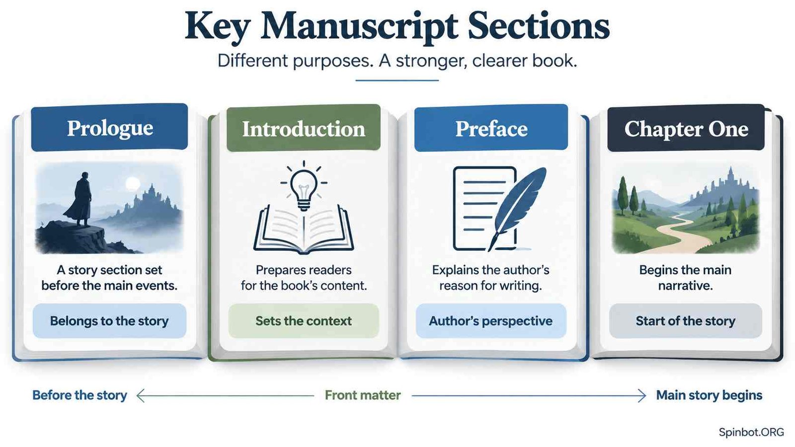 Comparison of four common book opening sections