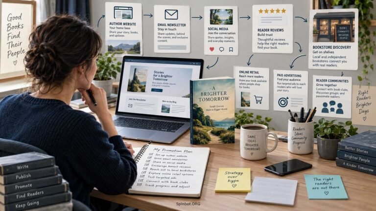 Indie author planning a self-published book promotion campaign