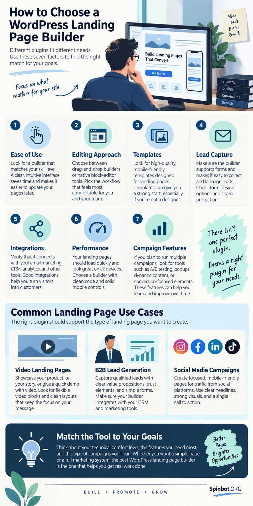 Decision framework for choosing a landing page plugin