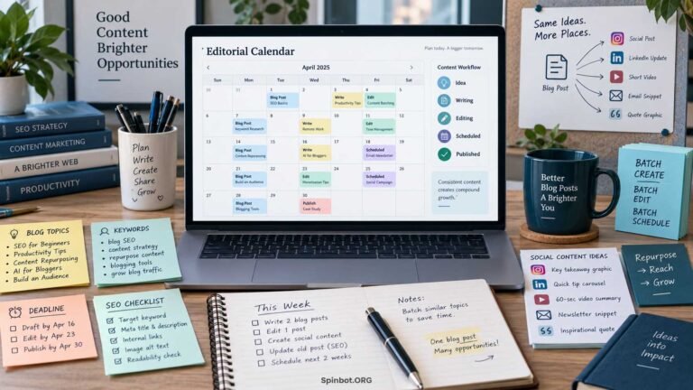 Blogger planning posts with an editorial content calendar