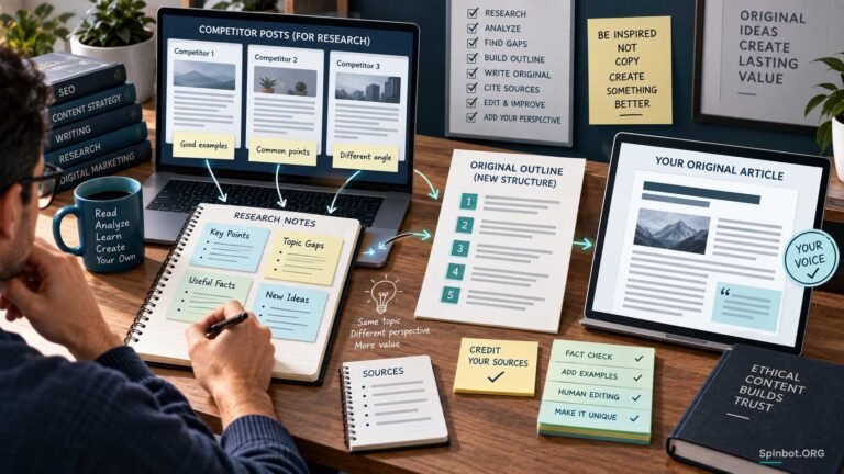 Writer creating original content from competitor research