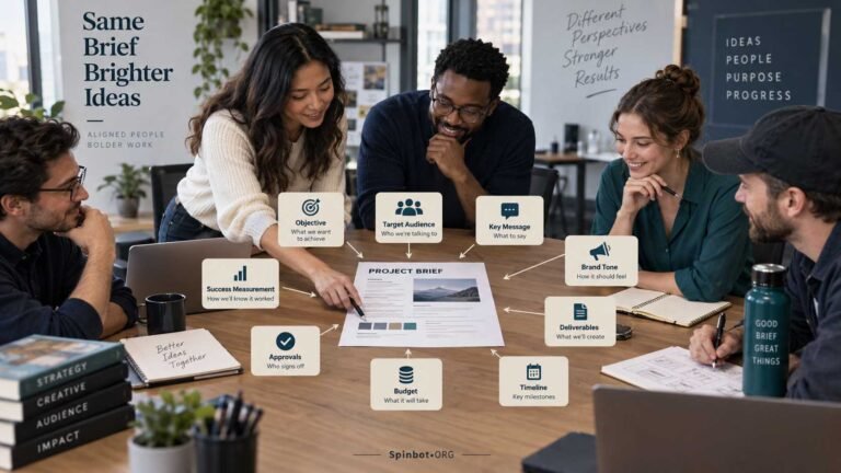 Creative brief planning document with key project components