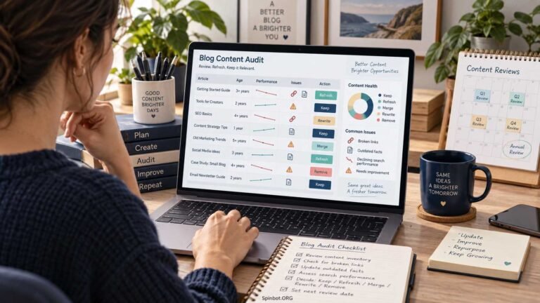 Blogger auditing and refreshing older blog content