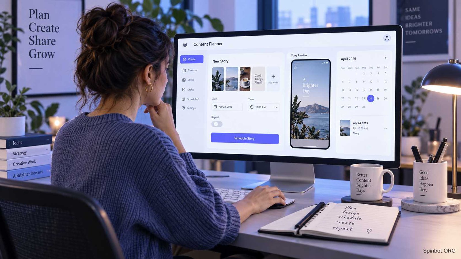 Marketer scheduling Instagram Story in content planner