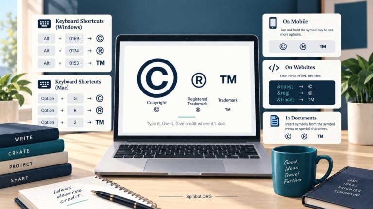 Keyboard shortcuts for copyright trademark and registered symbols