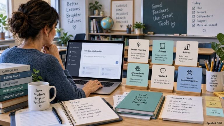Teacher using AI prompt templates for classroom planning