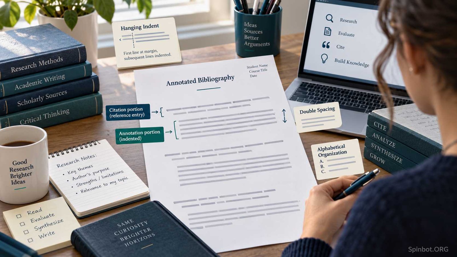 APA annotated bibliography template showing citation and annotation