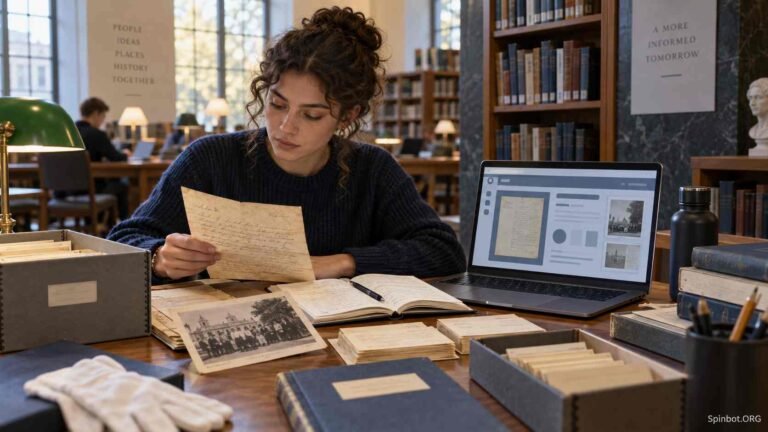 Student searching verified primary sources in digital archives
