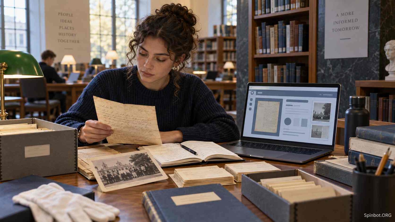 Student searching verified primary sources in digital archives