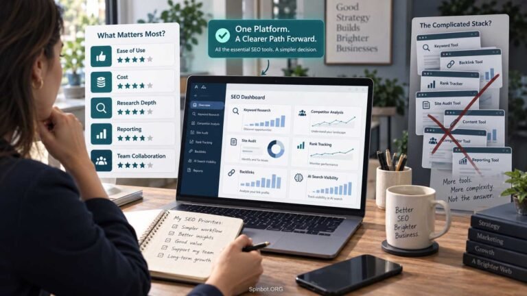 B2B marketer comparing several SEO platform options