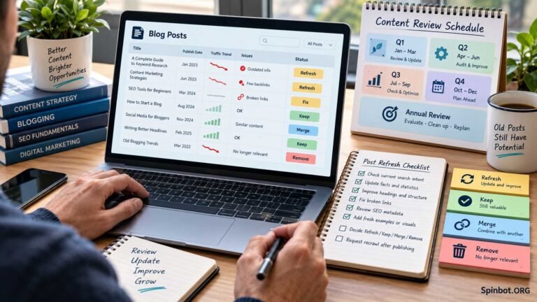 Blogger reviewing old posts for content updates