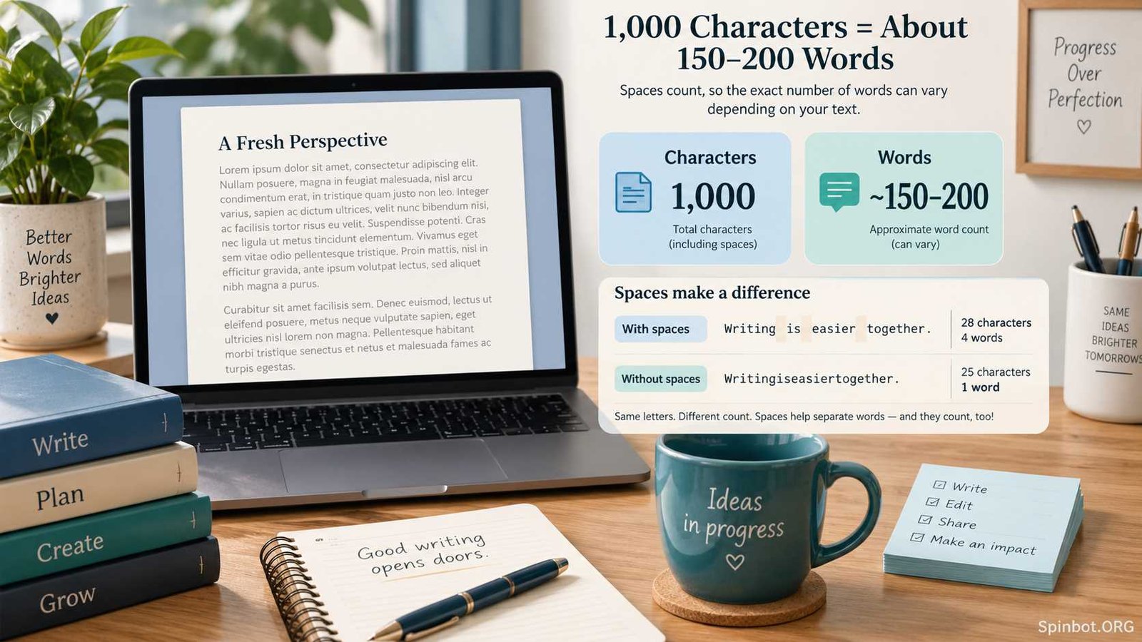 Text showing 1000 character word count comparison