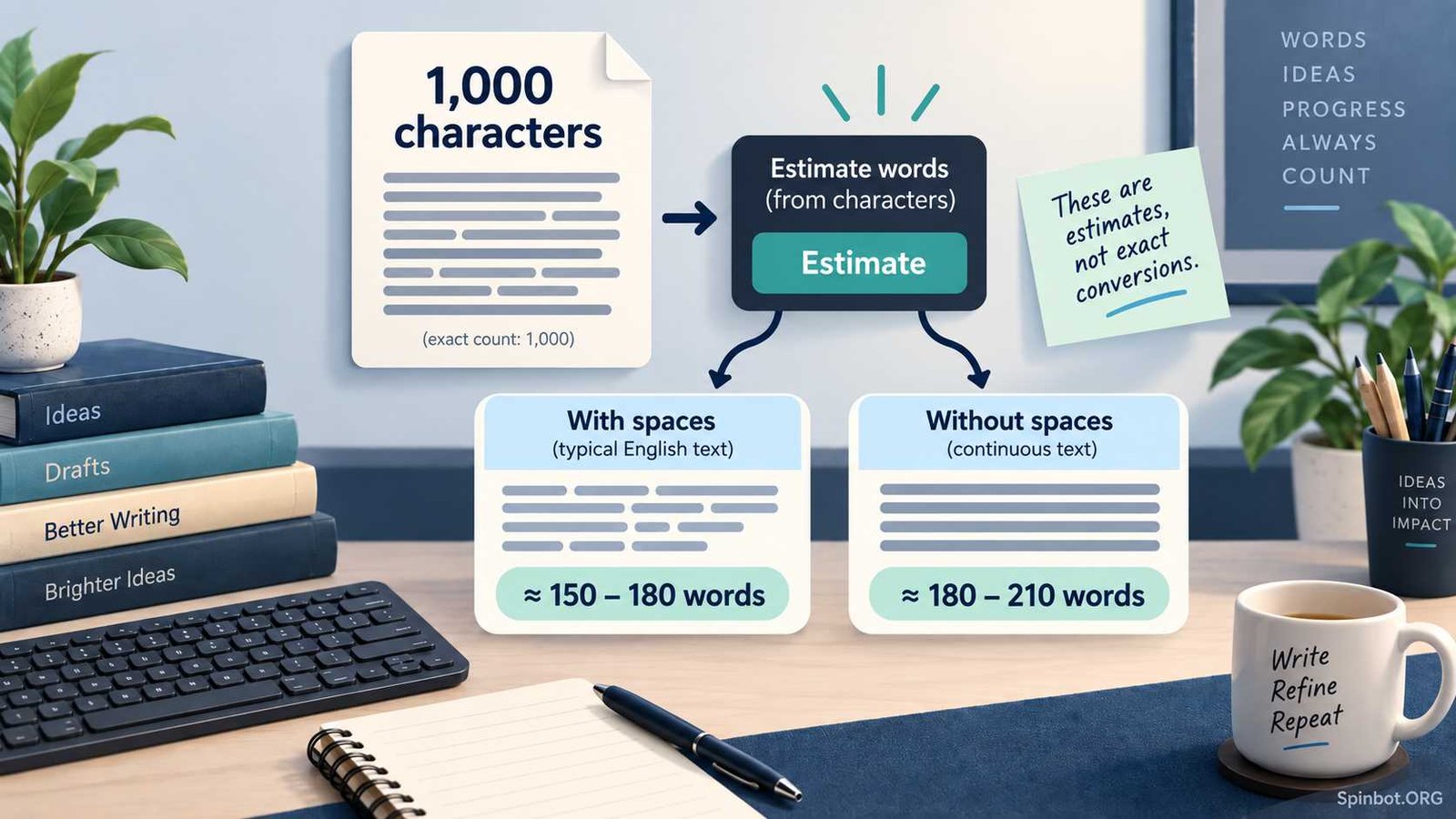 Thousand characters converted into approximate word count
