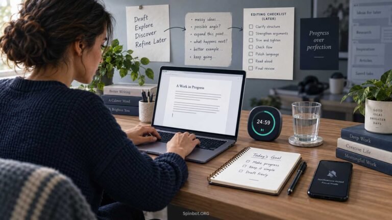 Writer completing focused timed writing sprint